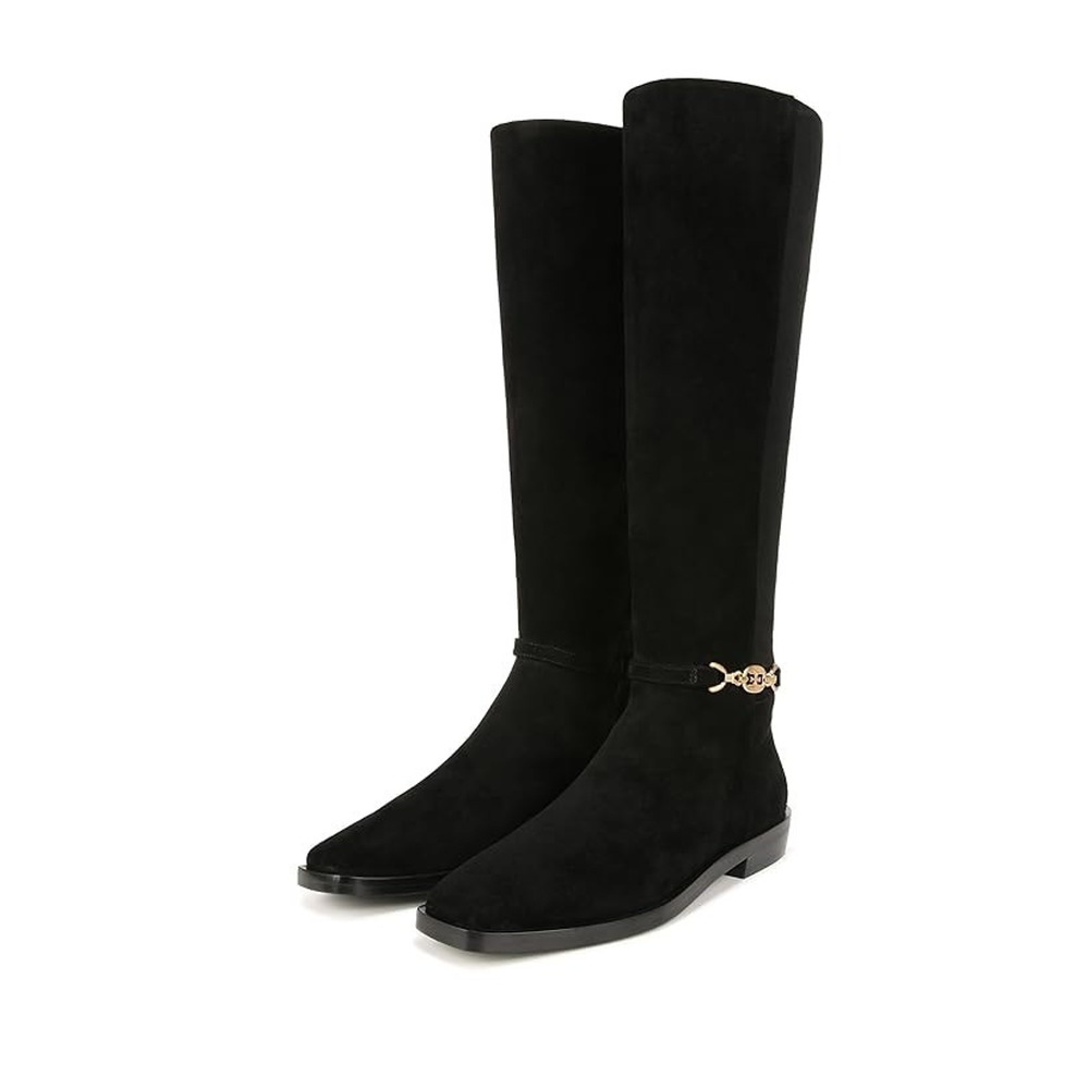 Sam Edelman Womens Clive Knee High Boots US 10 Black Suede Horsebit Detail NIB